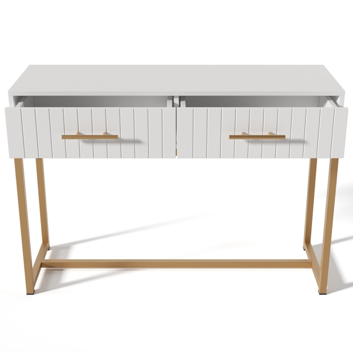 KONSOLENTISCH 100/45/75 cm Weiß aus Spanplatte mit 2 Schubladen - Weiß, Holzwerkstoff (75/100/45cm) - OKWISH