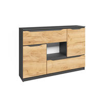 KOMMODE Ruben Goldkraft Eiche 120 x 84 cm mit Schubladen - Anthrazit/Eiche Wotan, Holzwerkstoff (120/84/30cm) - Vicco