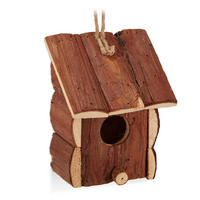 VOGELHAUS - Dunkelbraun, Holz (12/16.5/9.5cm) - Relaxdays