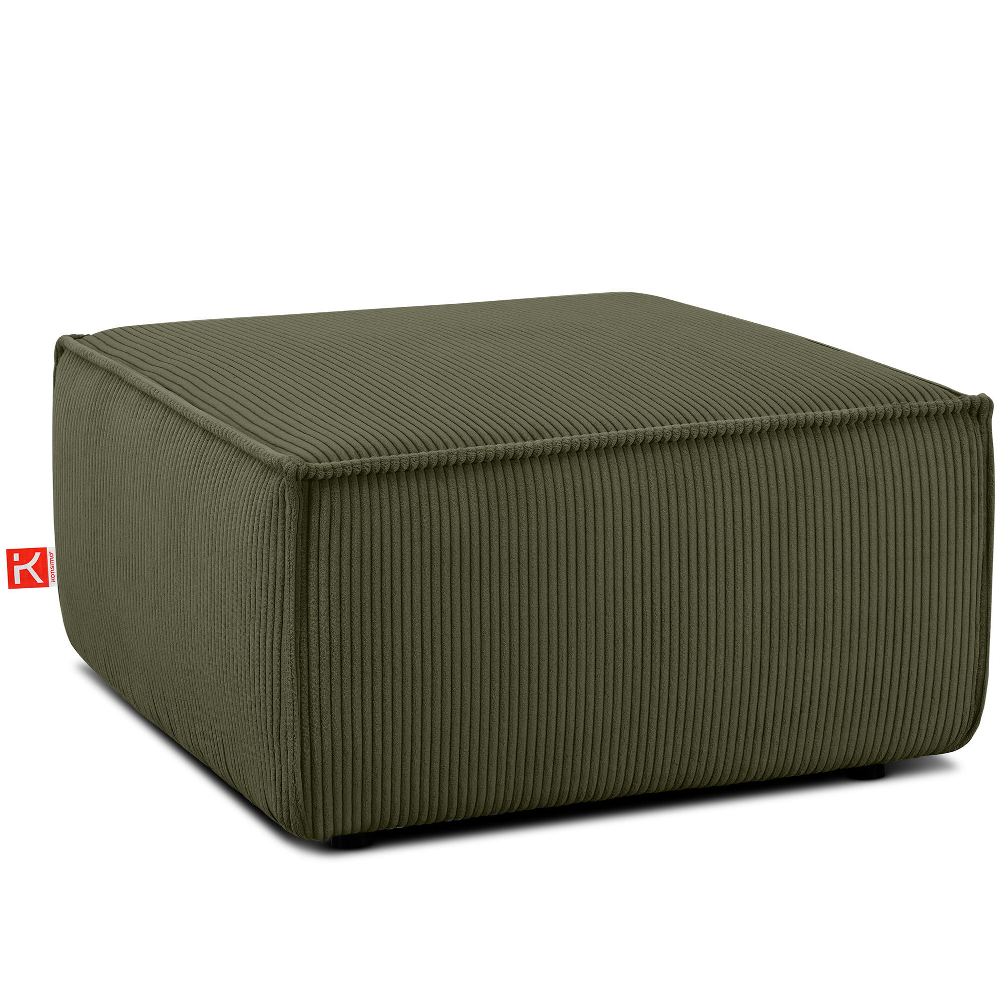 SITZPOUF NAPI gefederte Sitzfläche, grün - Schwarz/Olivgrün, Textil (83/45/83cm) - KONSIMO®