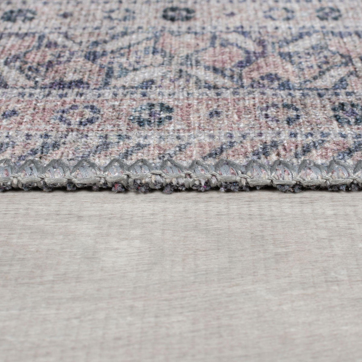 TEPPICH waschbar Vintage Geometrisch, Orientalisch, Küche schmutzabweisend Grau-Rosa Rechteckig 190x290 - Grau, Textil (190/290cm) - KADIMA DESIGN