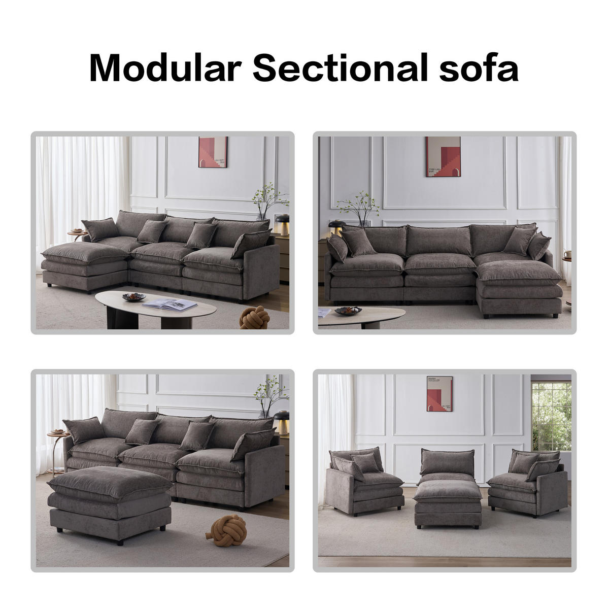 ECKSOFA 267/154/85 cm Grau mit Chaiselongue und Hocker - Grau, Textil (267/154cm) - Oxeza