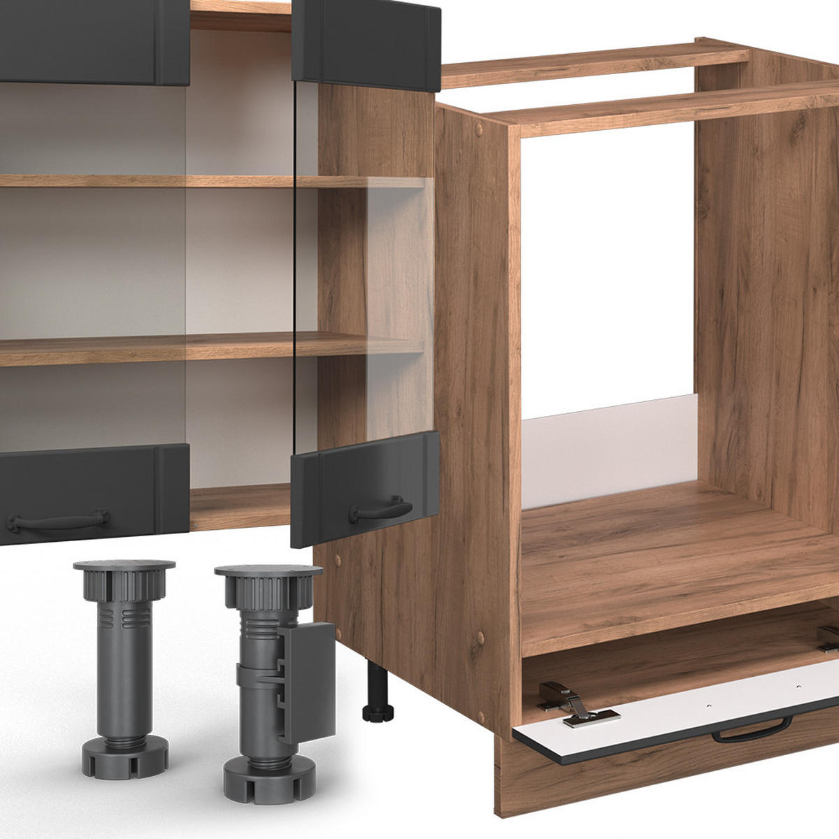 KUCHYŇSKÝ KOUT Fame-Line Tmavě šedá - tmavě šedá, kompozitní dřevo (355/81.6/60cm) - Vicco