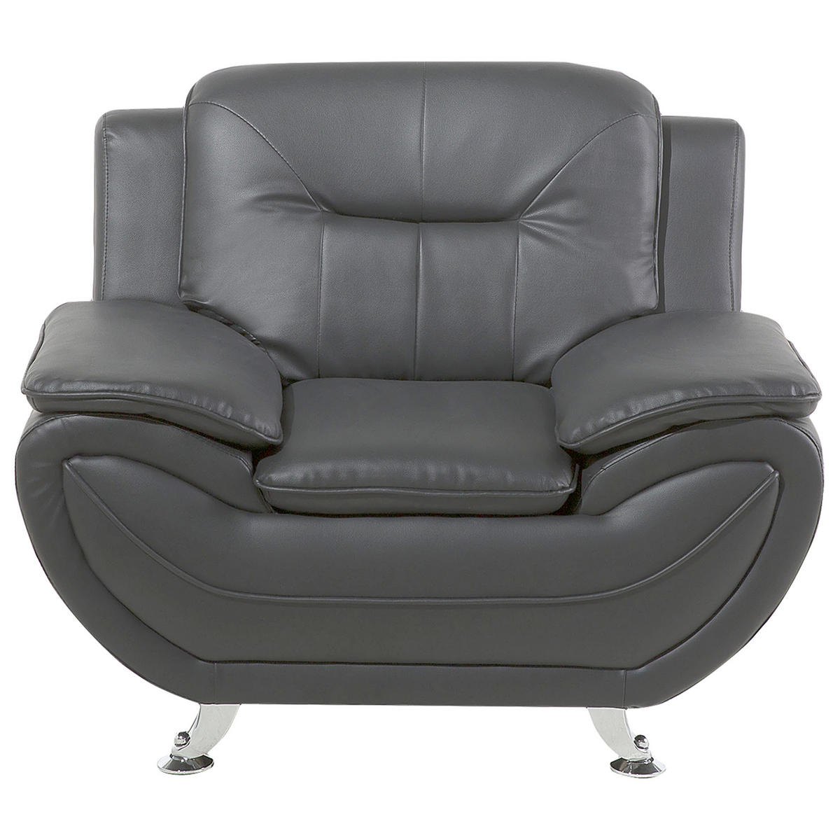 SESSEL Kunstleder Grau Leira - Grau, Kunststoff/Textil (113/88/86cm) - Beliani