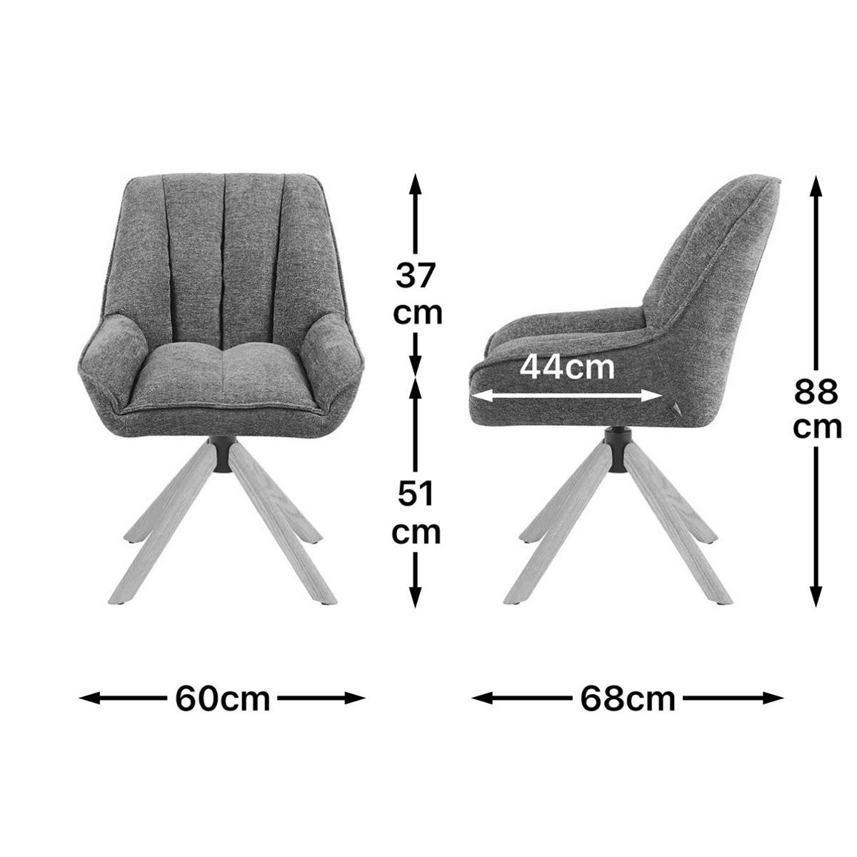 DREHSTUHL Mika-Leon - Honigeiche/Creme, Eichenholz/Holz (60/88/68cm) - DUBI Möbel