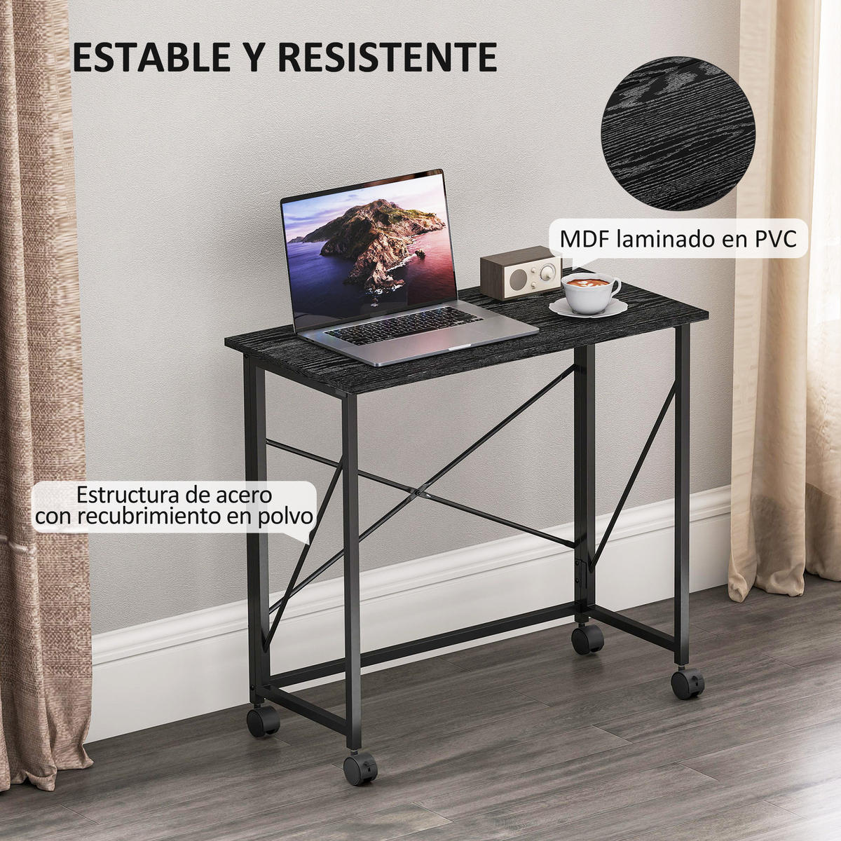 BÜROTISCH Schwarz 1 Stück - Schwarz, Holzwerkstoff (40/80/75cm) - GiPP