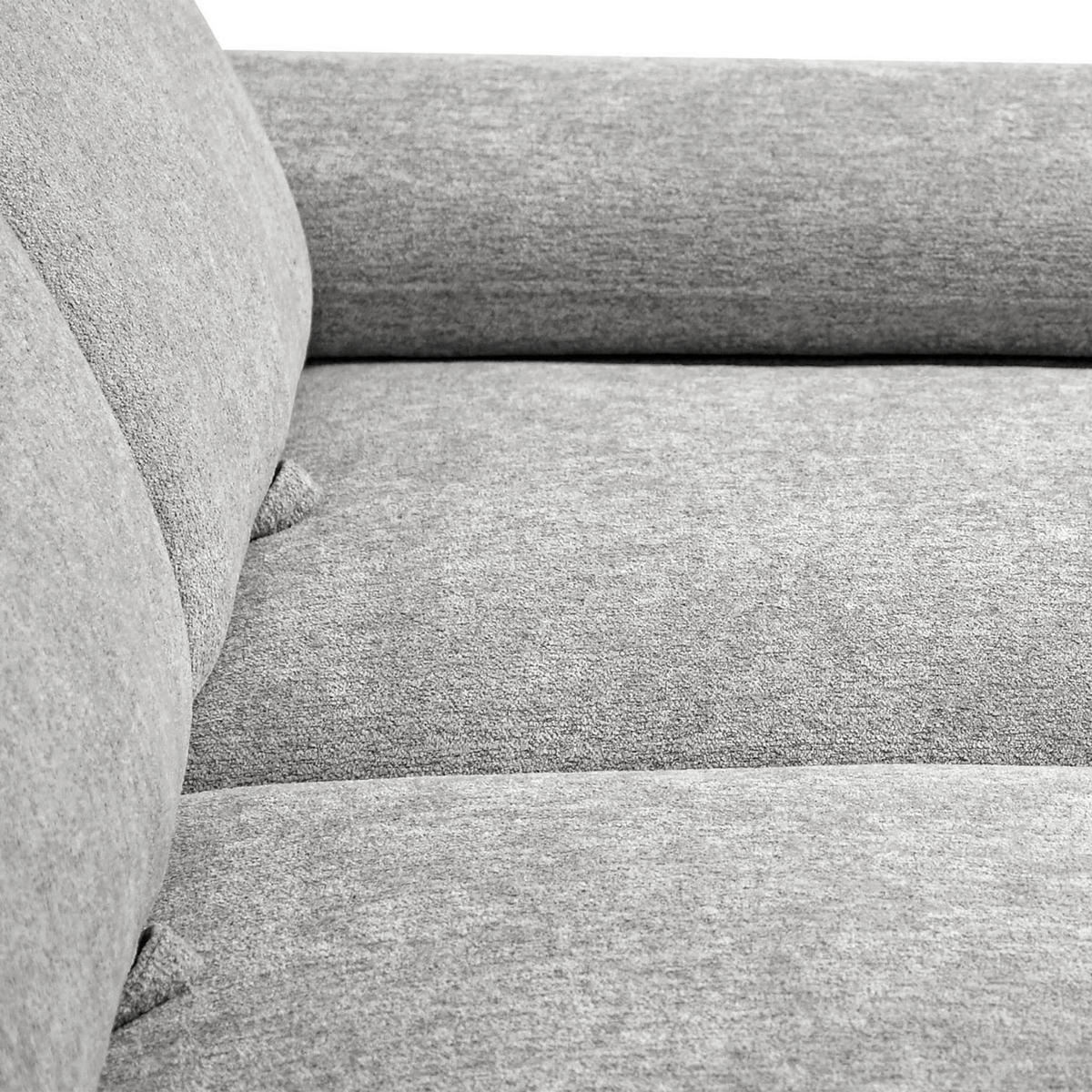 ECKSCHLAFSOFA Sora Mini mit verstellbaren Kopfstützen und Schlaffunktion, Chenille-Stoff, Hellgrau, Rechts - Hellgrau/Schwarz, Textil (190/285cm) - Beautysofa