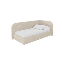 EINZELLBETT Jugendbett mit Bettkasten und Matratze H3/H4, Links - JAXY 90x200 Beige - Beige, Holzwerkstoff/Textil (90/200cm) - ALTDECOR