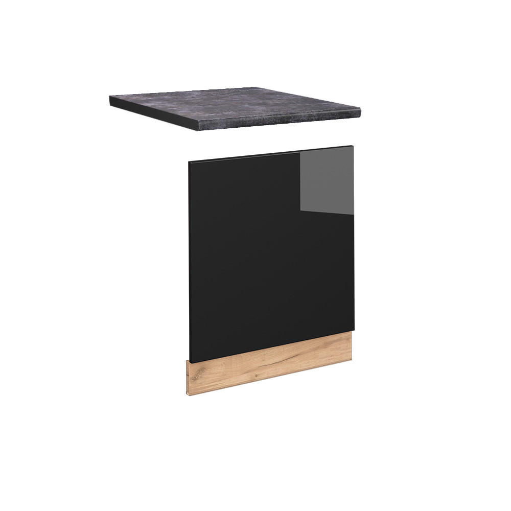 FRONTBLENDE Fame-Line Schwarz Eiche hochglanz 60 cm, AP Anthrazit - Schwarz Hochglanz/Eiche Wotan, Holzwerkstoff (60/67.4/1.6cm) - Vicco