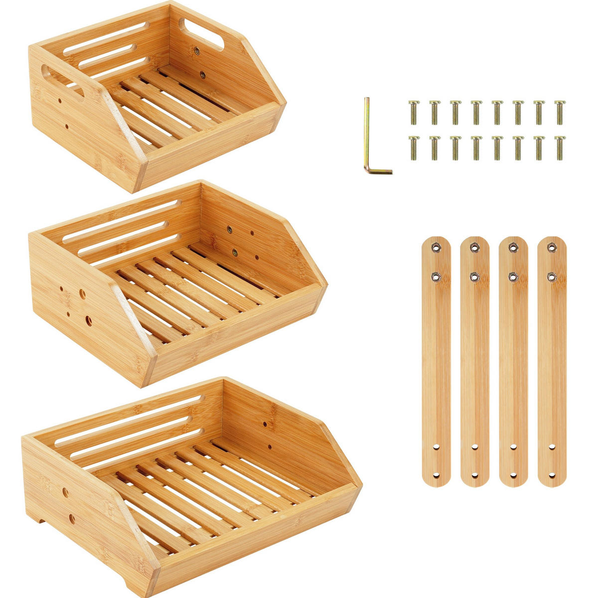 OBSTETAGERE - Hellbraun, Holz (49cm) - Relaxdays