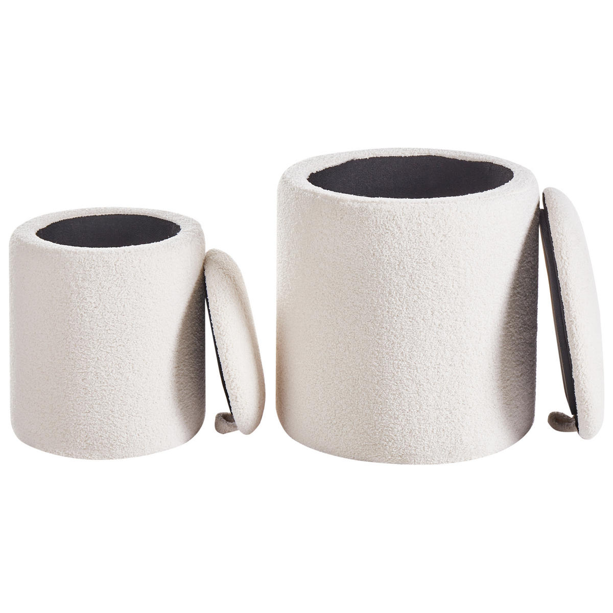 POUF 2er-Set Cremeweiß Berea - Weiß, Textil (40/37/40cm) - Beliani