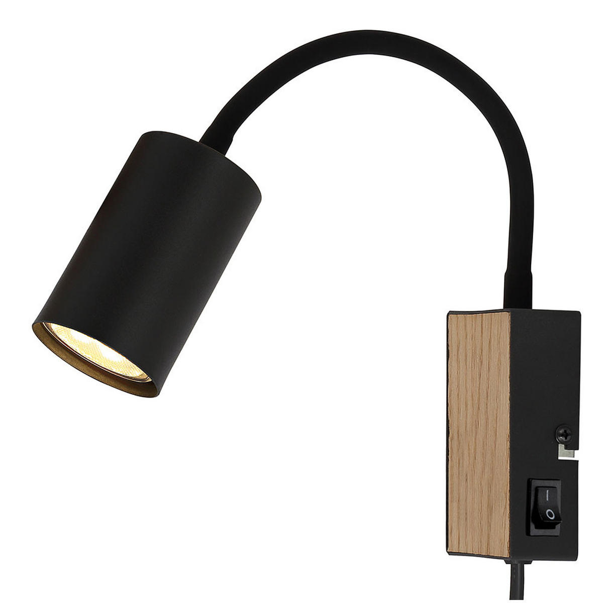 WANDLEUCHTE Robby Holzoptik Schwarz - Schwarz, Metall (7/42.5/30cm) - Globo Lighting
