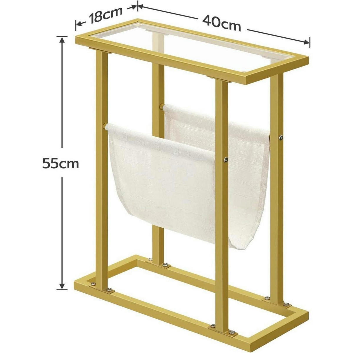 BEISTELLTISCH mit Zeitschriftenhalter Gold 40 x 18 x 55 cm - Goldfarben, Metall (40/18/55cm)