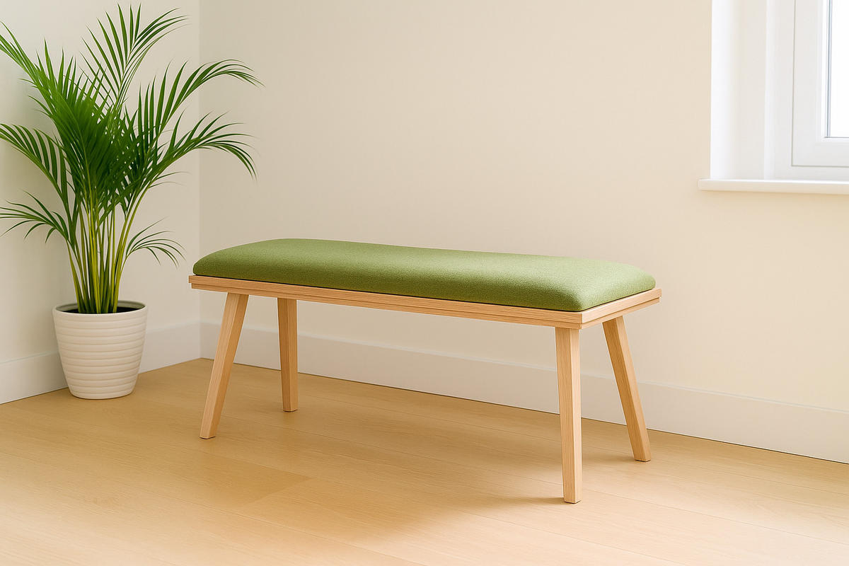 GARDEROBENBANK Die Zeitlose - Eichefarben/Grün, Holz/Textil (45/50/125cm) - Kundler Home