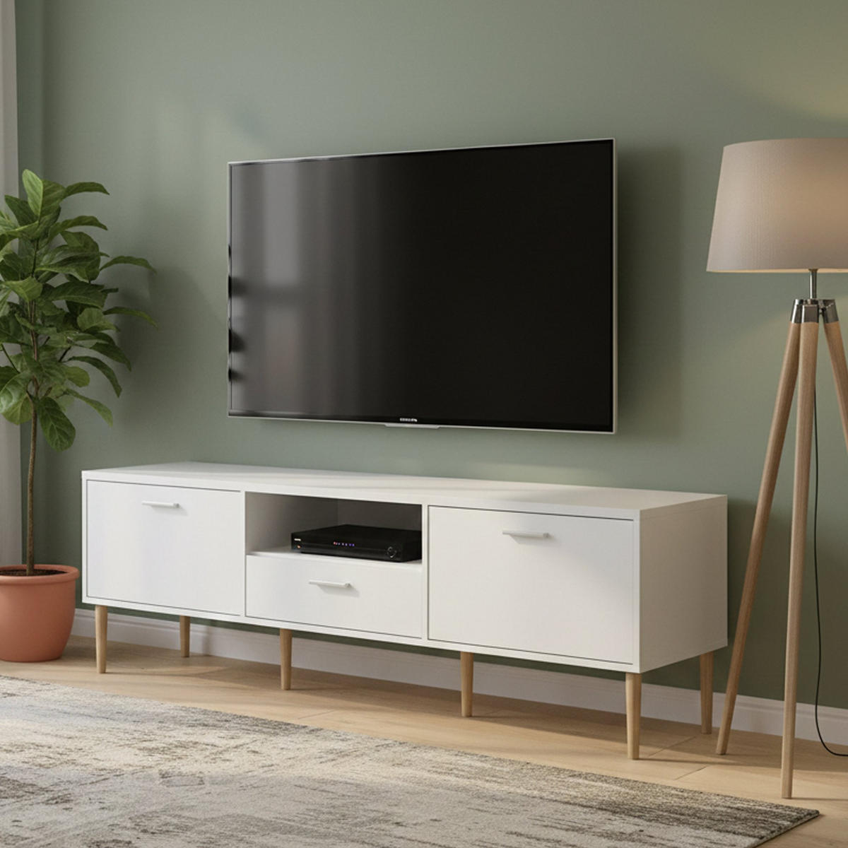 FERNSEHSCHRANK Weiß 39.8/177.2/56.8 cm - Weiß, Holzwerkstoff (177/57/40cm) - DMORA
