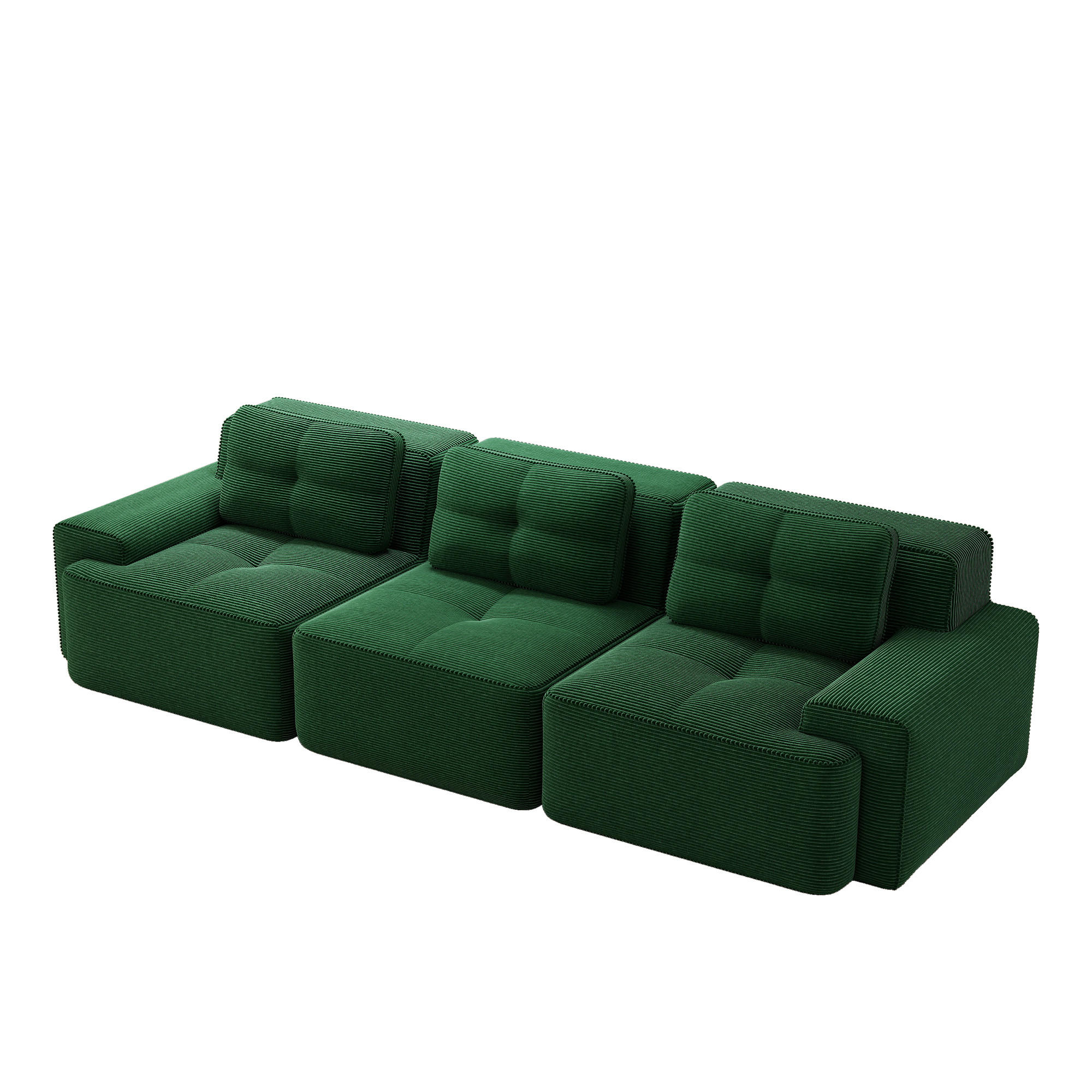 3-SITZER-SOFA DE-34113 modular rahmenlos mit Tiefsitz Grün - Grün, Textil (104/69/293cm) - ComfortXL