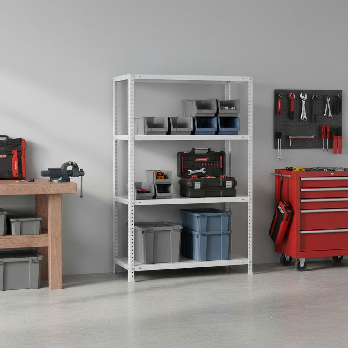 SCHRAUBREGAL PANDA MID | HxBxT 150x100x30cm | 4 Fachböden | Fachlast 100kg | Weiß - Weiß, Metall (100/150/30cm) - PROREGAL