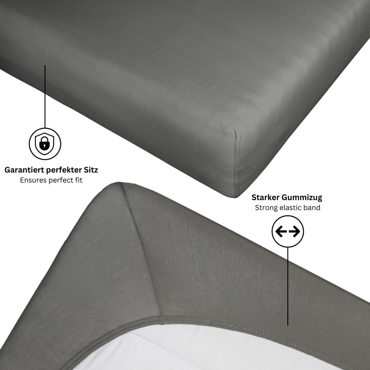 SPANNBETTLAKEN PREMIUM - Anthrazit, Textil (200/200cm) - Esprit