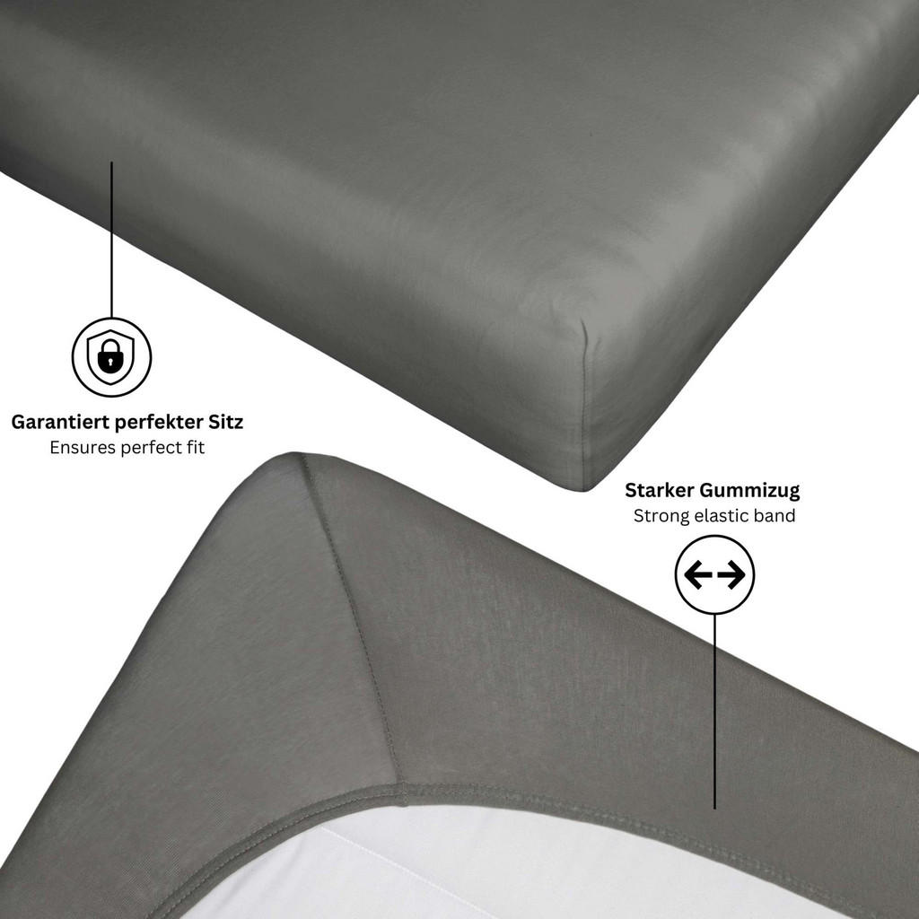 Thumbnail - Esprit Spannbettlaken, Anthrazit, Textil, 100x200 cm, Oeko-Tex® Made IN Green, Schlaftextilien, Bettwäsche, Bettlaken