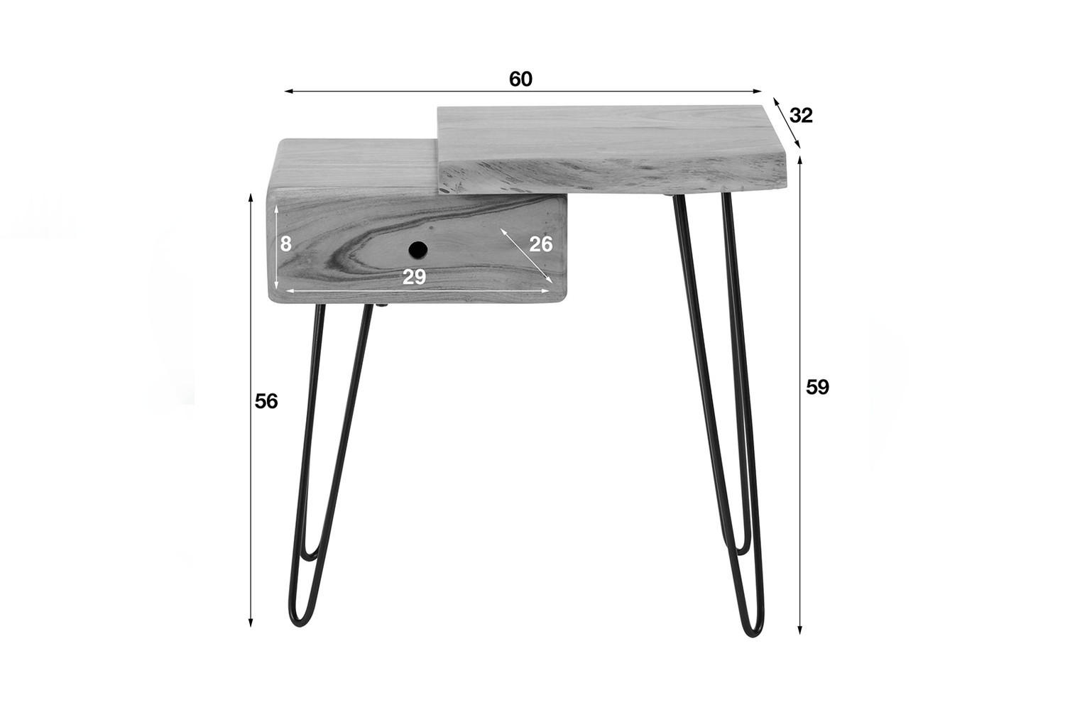 NACHTTISCH ERGEA Holz Akazie - Braun, Holz (60/59/32cm) - KAWOLA