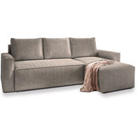 ECKSOFA POTARO Beige Kordstoff mit Schlaffunktion - Beige, Holz (232/140cm) - MASSENO