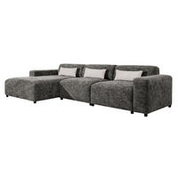 ECKSOFA L Form Jughlio Grau 331/165/75 cm Links mit Schlaffunktion - Schwarz/Grau, Kunststoff/Textil (165/331cm) - AX Living