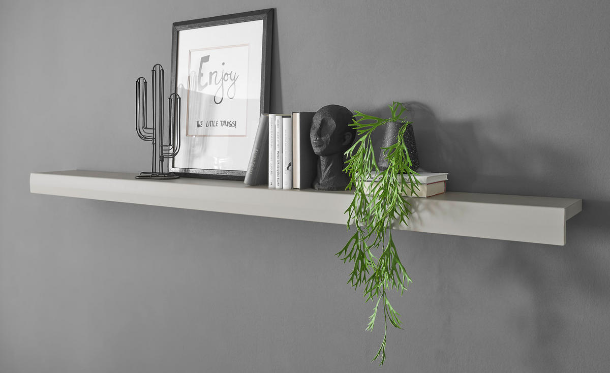 WANDBOARD Kieselgrau matt, Wandregal 200 cm - Eichefarben/Grau, Holzwerkstoff (200/8/20cm) - Furn.Design