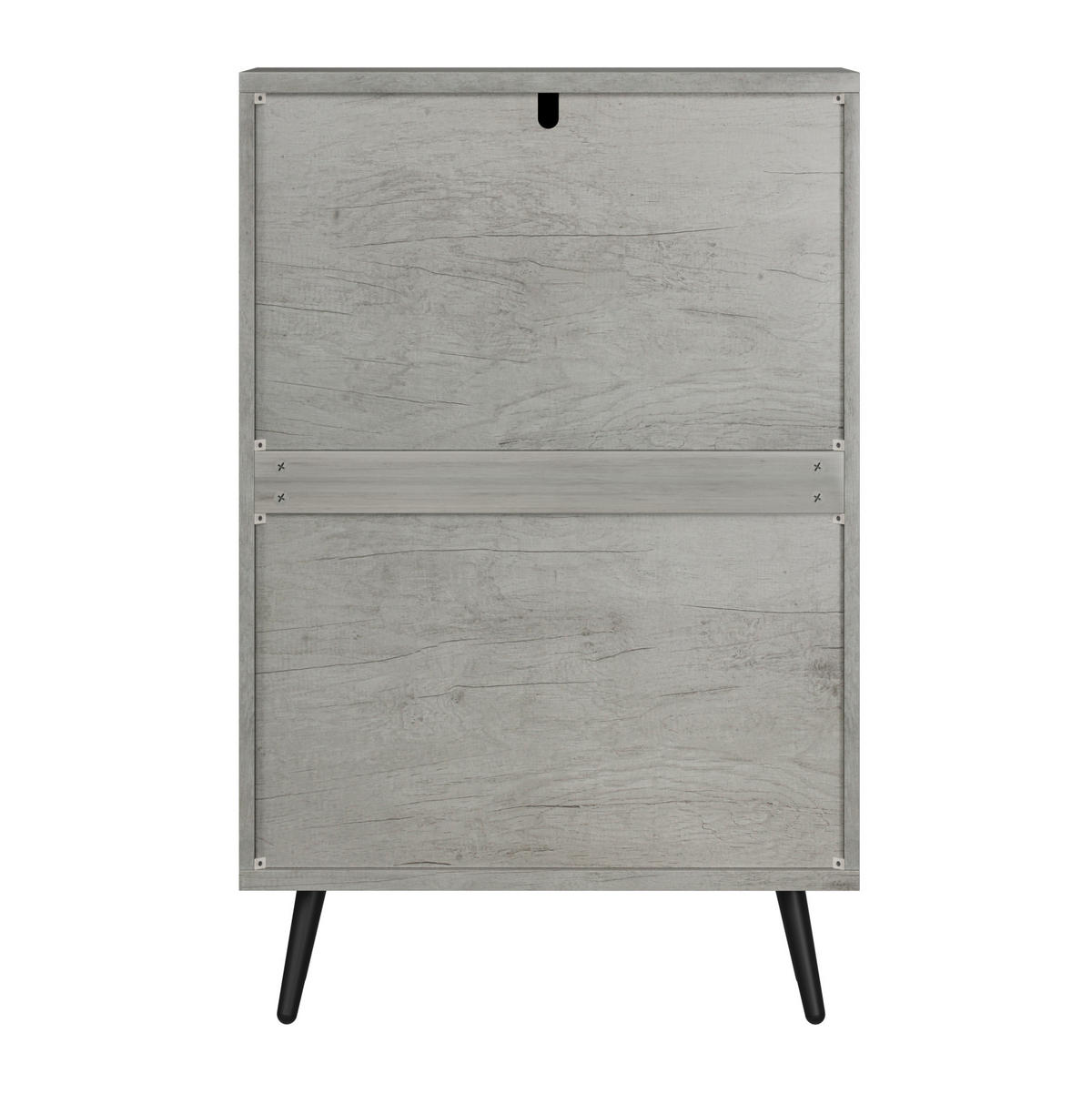 SCHUHSCHRANK 60/24/94 cm grau aus MDF und Holzwerkstoff mit 2 Klappen und Rillendesign - Grau, Holzwerkstoff (60/94/24cm) - OKWISH