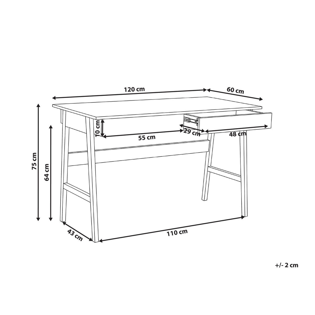BIROU maro deschis/alb 120/60 cm Theslay - maro deschis, compozit lemnos (60/120/75cm) - Beliani