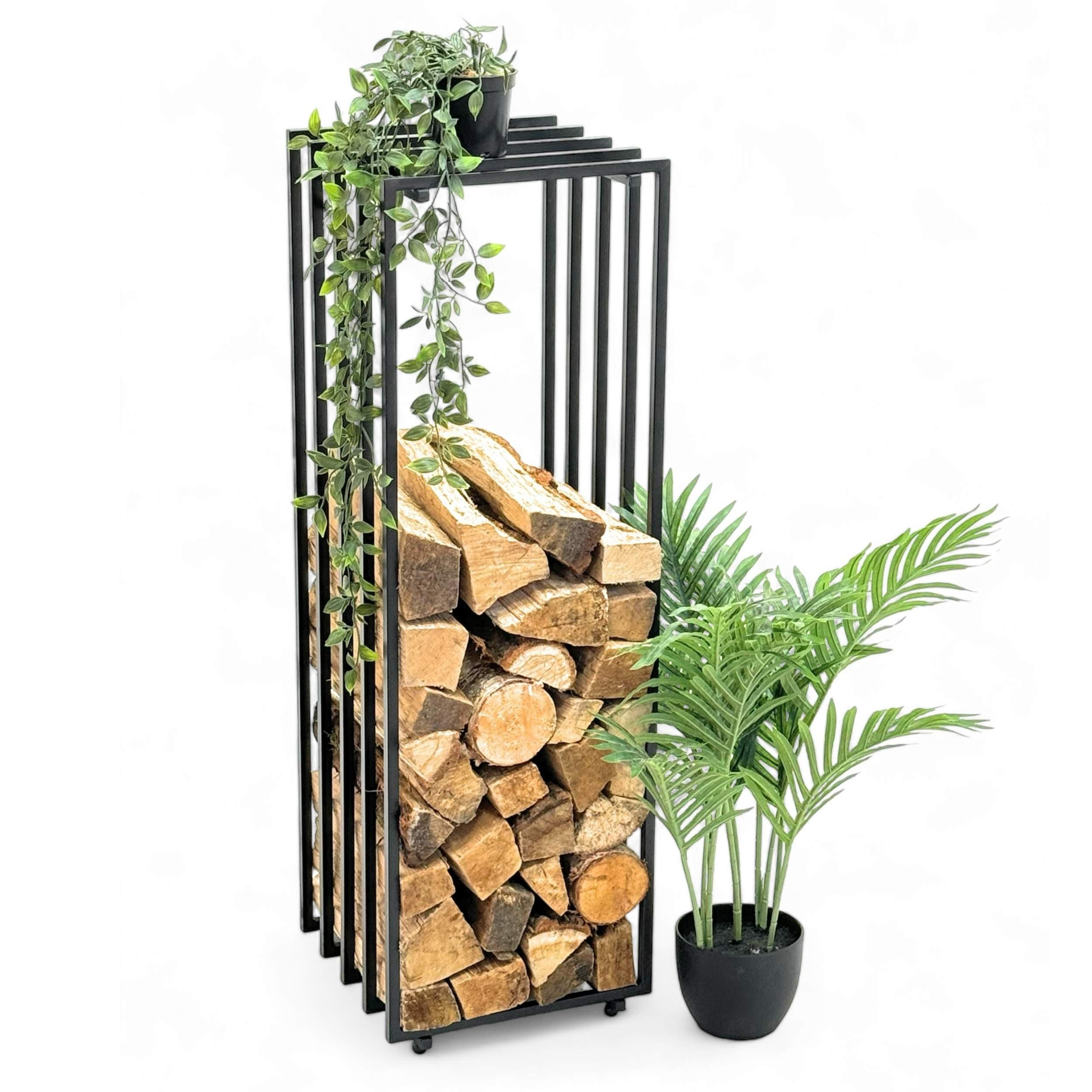 KAMINHOLZREGAL Innen Metall Schwarz - Schwarz, Metall (30/92/40cm) - DanDiBo