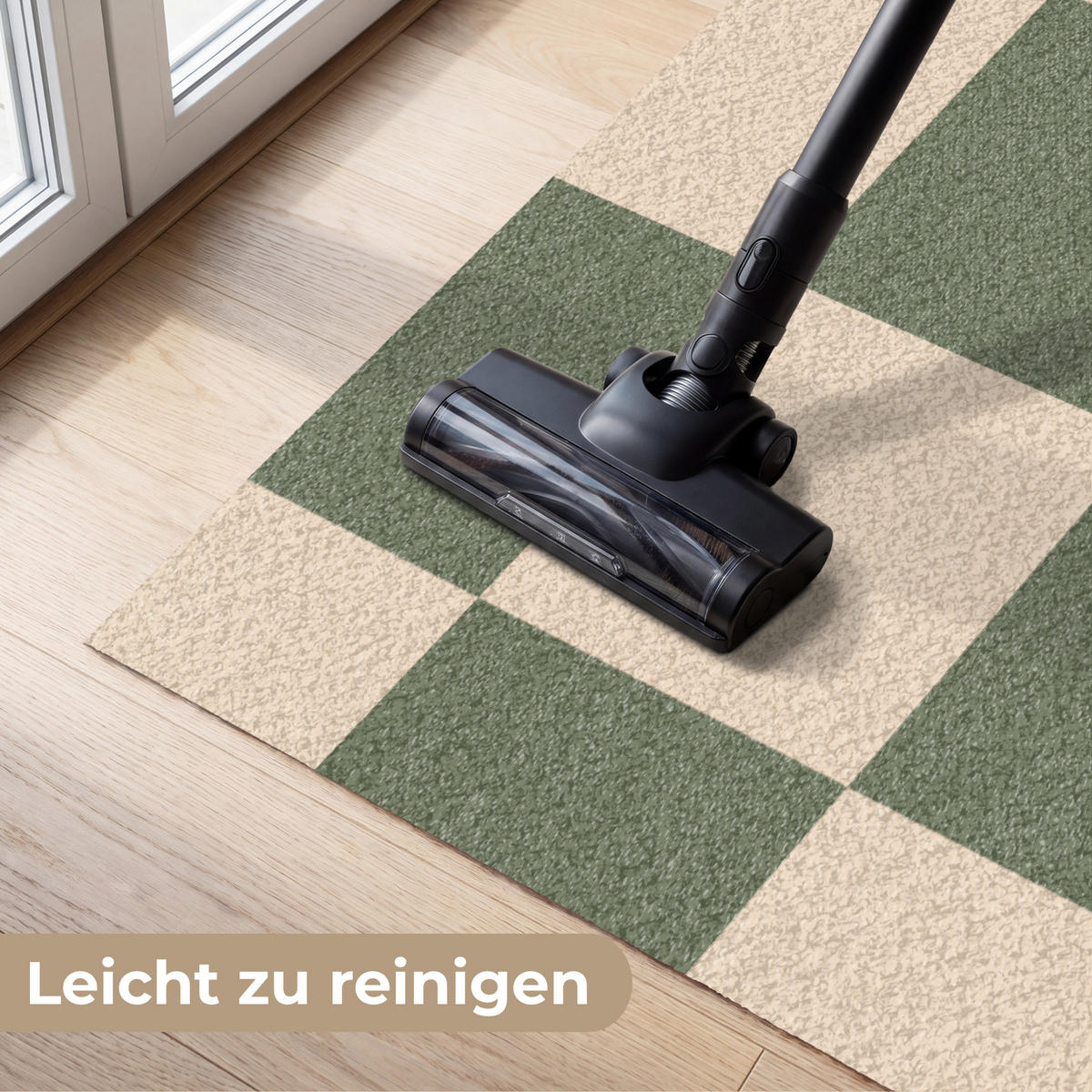 FUSSMATTE Schachbrettmuster - Grün - Beige - Blöcke Flurteppich 180x120 cm - Olivgrün, Kunststoff (180/120cm) - MuchoWow