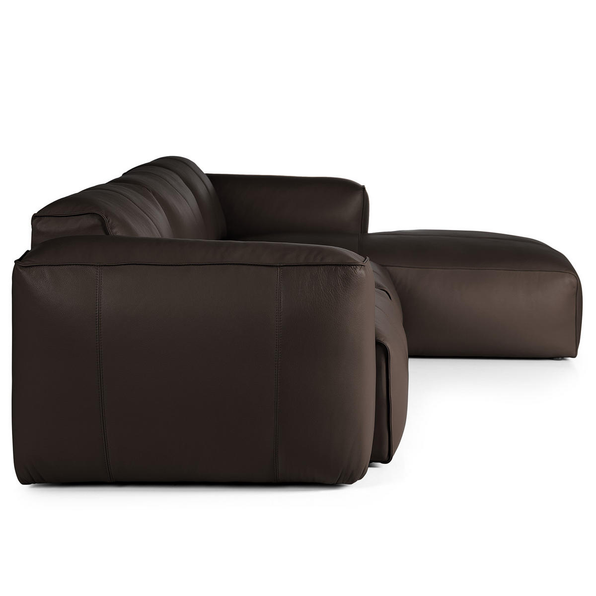 3-SITZER ECKSOFA mit Longchair - Dunkelbraun/Schwarz, Leder/Kunststoff (284/173cm) - home24