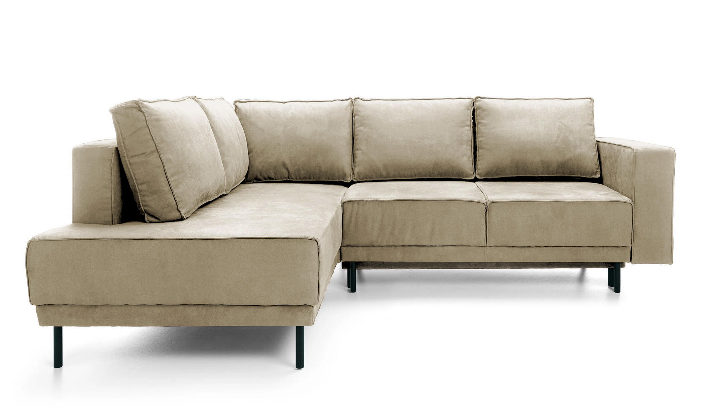 ECKSOFA Rodario Beige Velours - Beige/Schwarz, Textil/Metall (247/187cm) - Selsey