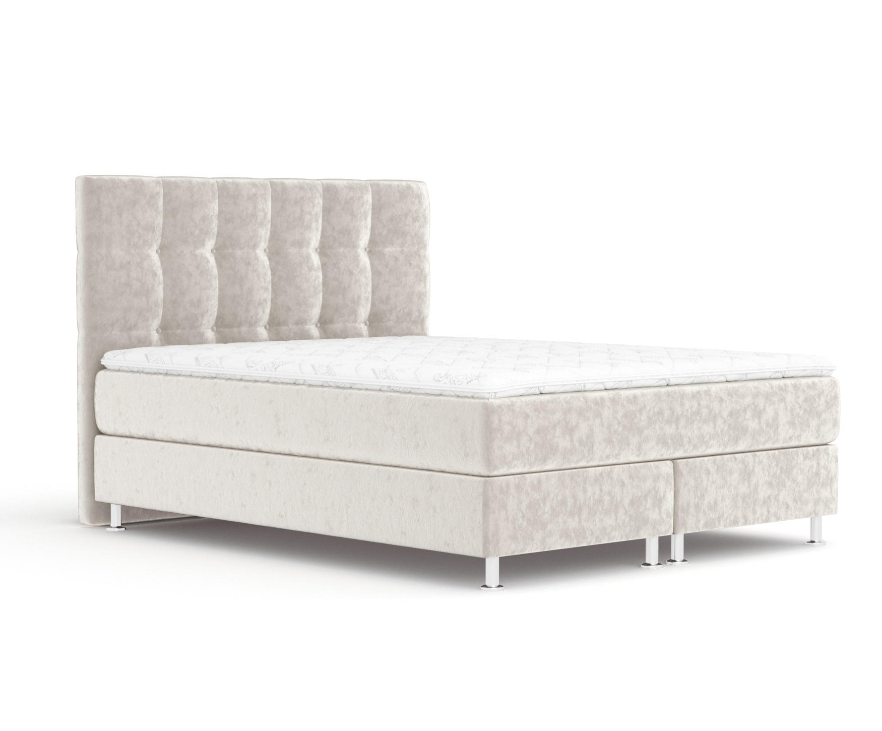 BOXSPRINGBETT Chanton Ecru 200/200 cm mit Latex-Topper - Ecru/Silberfarben, Holz/Holzwerkstoff (200/200cm) - Maison de Reve