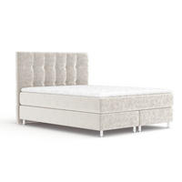 BOXSPRINGBETT Chanton Ecru 200/200 cm mit Latex-Topper - Ecru/Silberfarben, Holz/Holzwerkstoff (200/200cm) - Maison de Reve