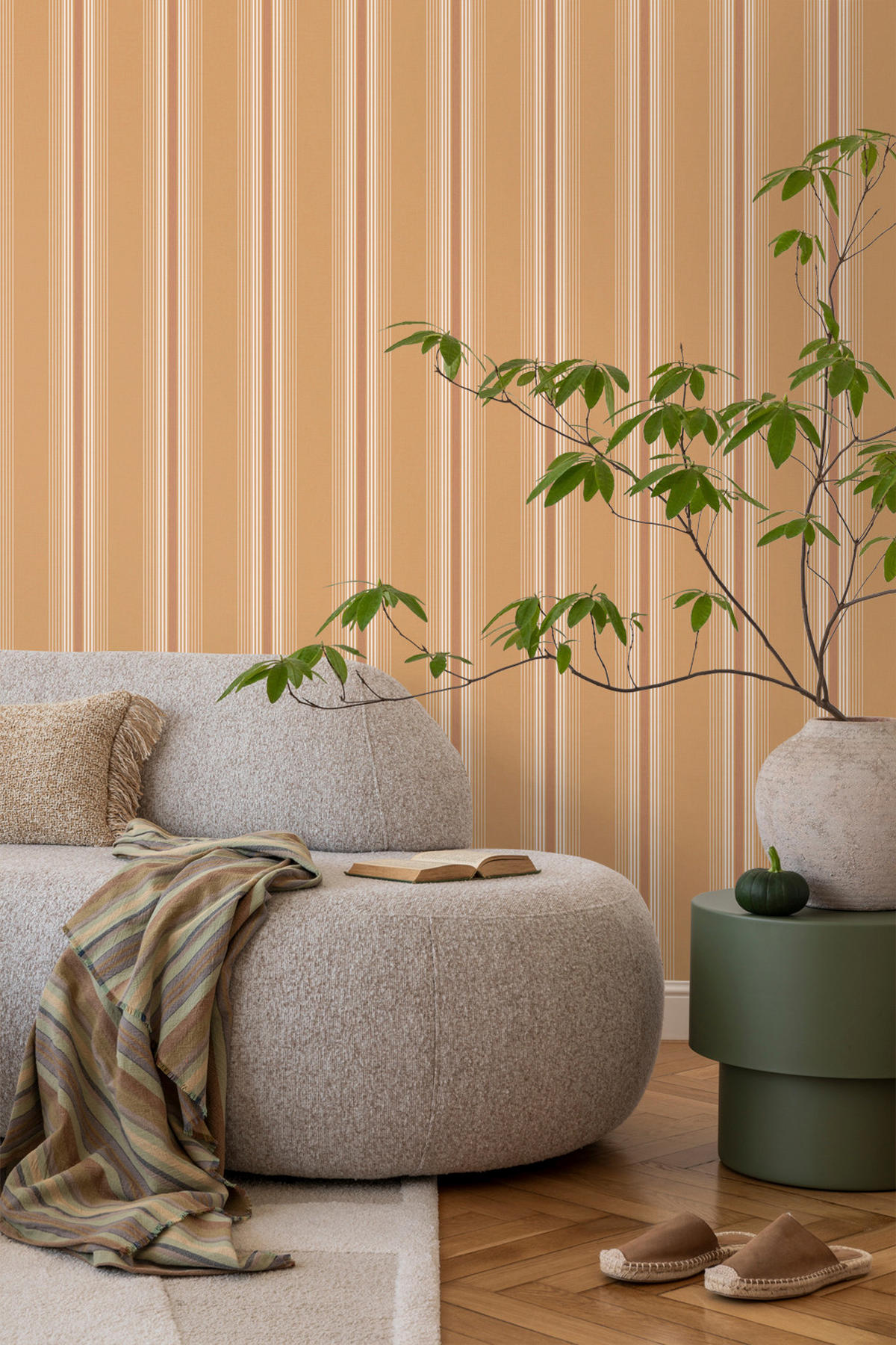 TAPETE Streifen 53 cm x 10 m - Orange, Papier (53/1000cm) - Sanders & Sanders