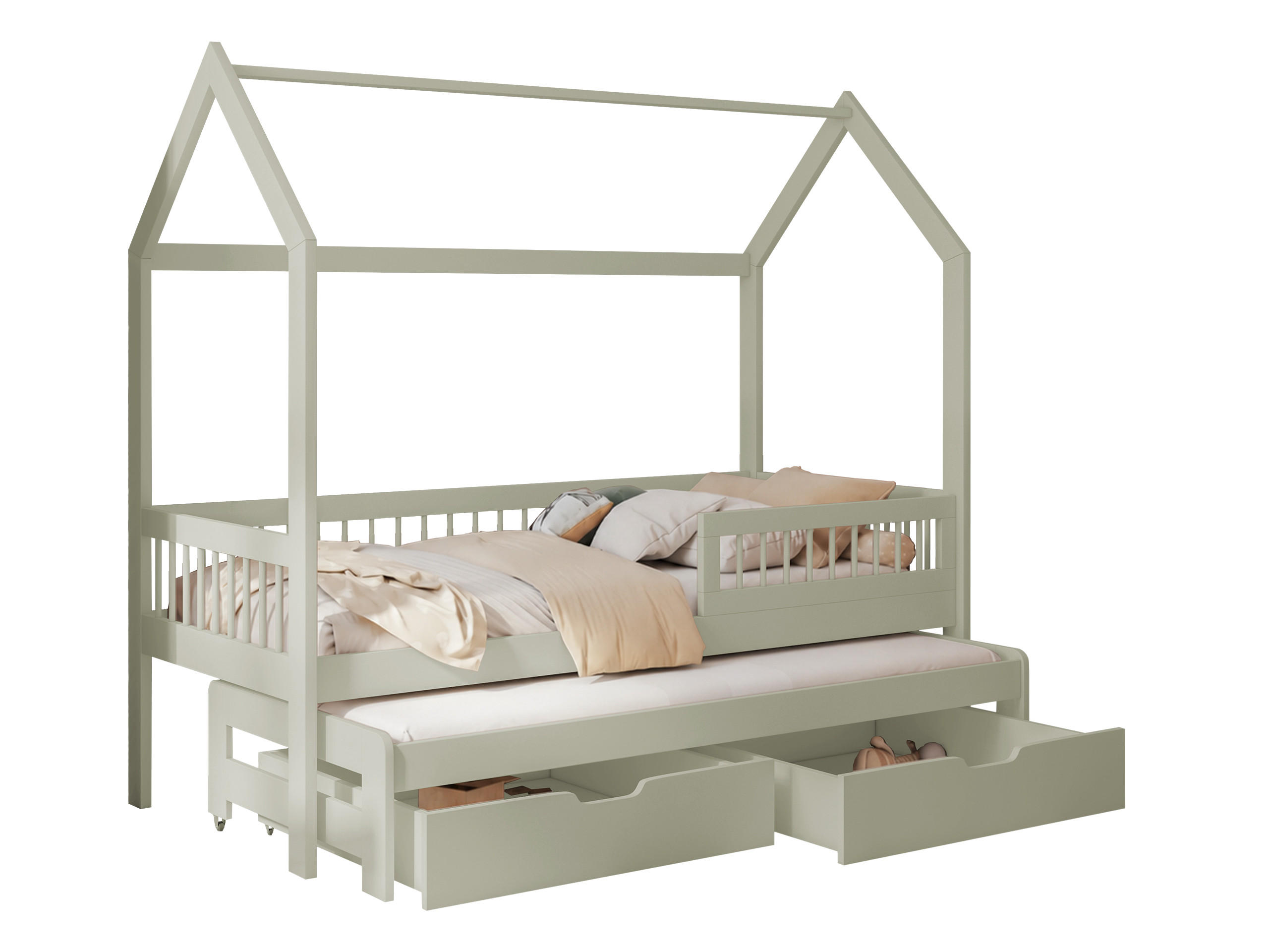 HAUSBETT Asher 90 - Olivgrün, Holz (90/200cm) - MIRJAN24