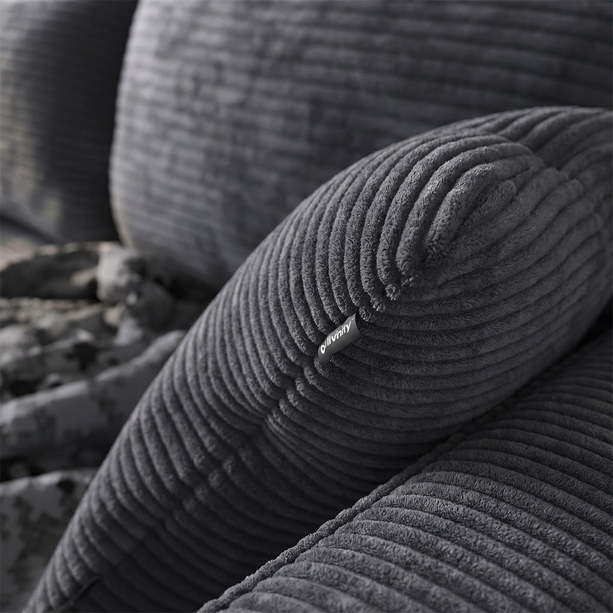 POHOVKA V TVARE L Nuvio, Tmavo-sivá, 250 x 169 cm - tmavosivá, textil (250/169cm) - Vicco
