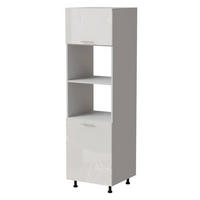 BACKOFENUMBAUSCHRANK Essen D14/RU/60/207 Weiß Hochglanz / Weiß Matt 60 / 59 / 207cm - Weiß Hochglanz/Weiß, Holz/Holzwerkstoff (60/207/59cm) - Feldmann-Wohnen