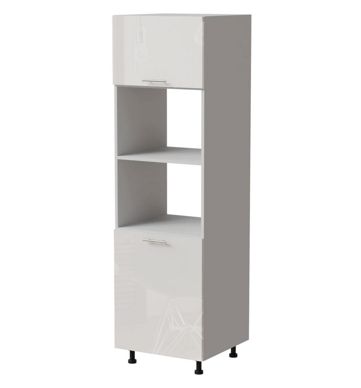 BACKOFENUMBAUSCHRANK Essen D14/RU/60/207 Weiß Hochglanz / Weiß Matt 60 / 59 / 207cm - Weiß Hochglanz/Weiß, Holz/Holzwerkstoff (60/207/59cm) - Feldmann-Wohnen