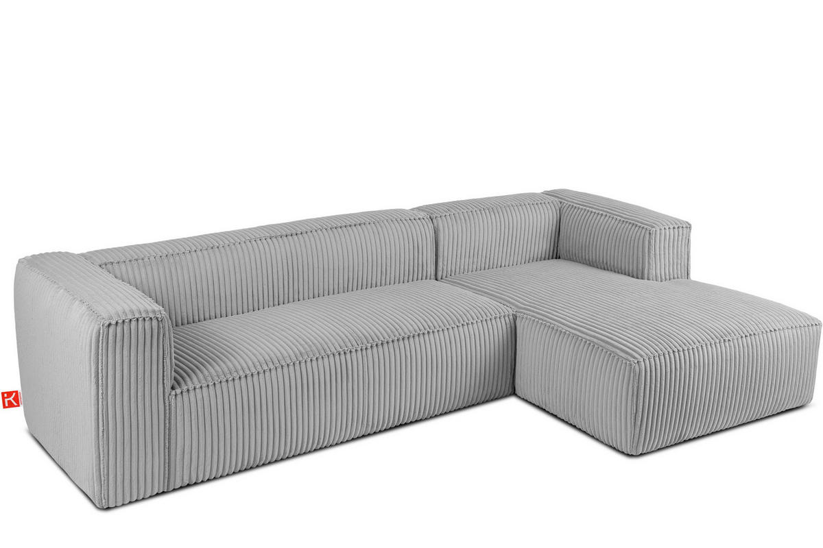 ECKSOFA-RECHTS FEROX Modern, Cord-Stoff, hellgrau - Hellgrau, Textil (305/175cm) - KONSIMO®