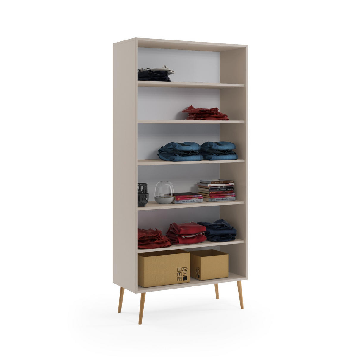 KLEIDERSCHRANK Ikon Kaschmir, Drehtürenschränk mit Regale - Kaschmir/Beige, Holz/Holzwerkstoff (87/212/41cm) - Bettso