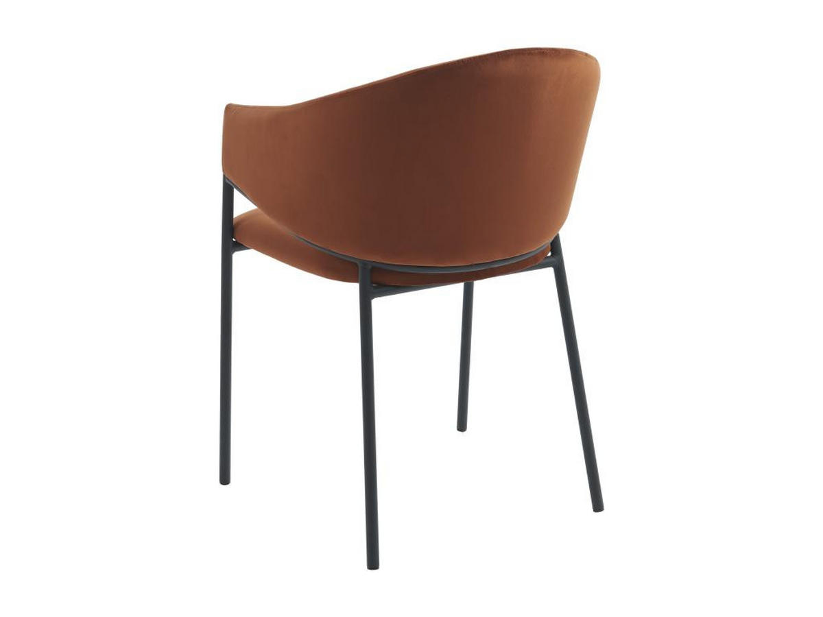 STUHL mit Armlehnen 6er-Set - Samt & schwarzes Metall - Terracotta - ORDIDA - Braun, Textil (61/80/53cm) - Pascal Morabito