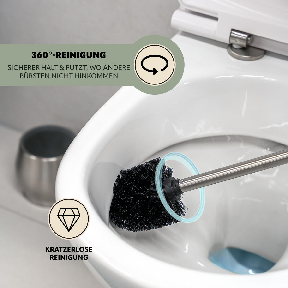 WC-GARNITUR FOSSA, Edelstahl - Edelstahlfarben, Metall (12/37/12cm) - bremermann