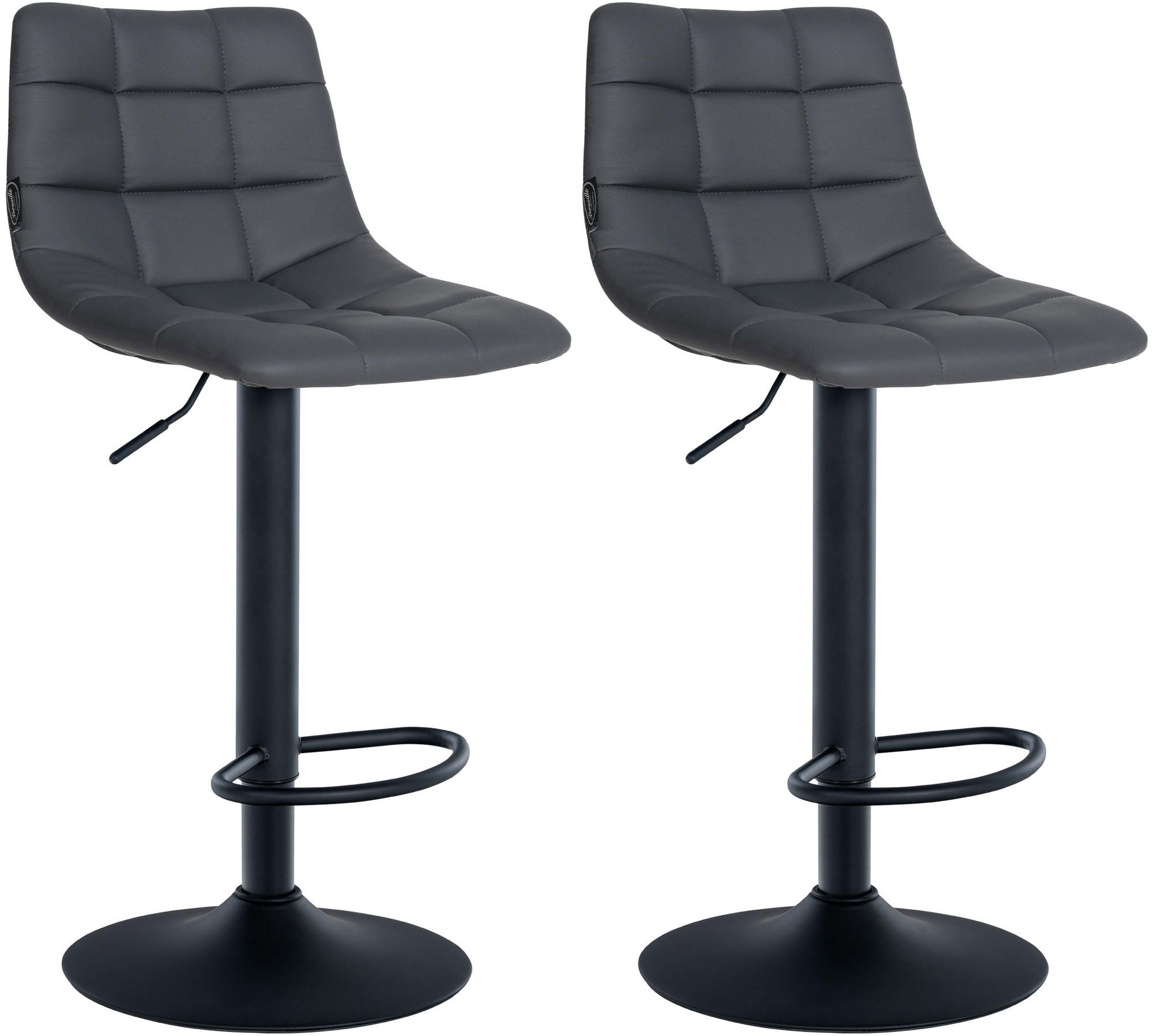 BARHOCKER 2er Set Lederlook grau - Schwarz/Grau, Textil/Metall (43/87/46.5cm) - CLP