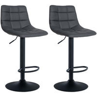 BARHOCKER 2er Set Lederlook grau - Schwarz/Grau, Textil/Metall (43/87/46.5cm) - CLP