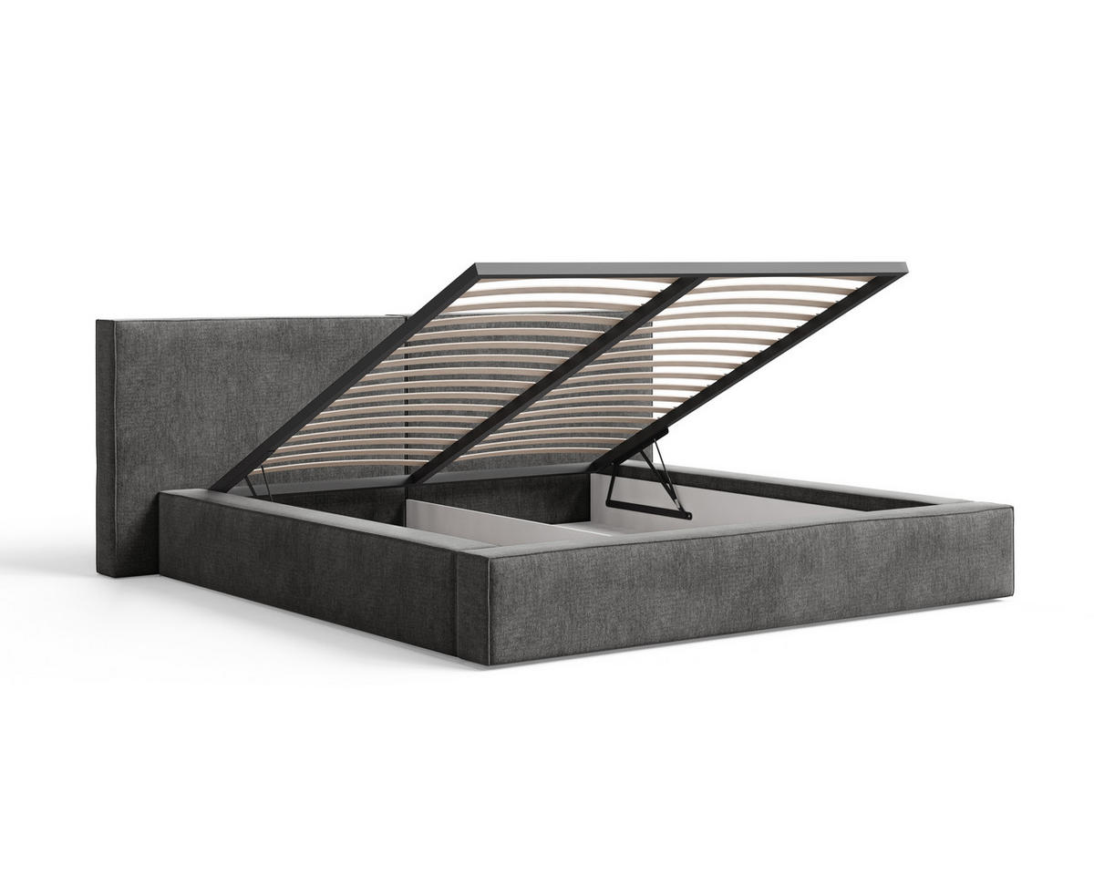POLSTERBETT 06 140x200 cm – Tresor - Bett mit Bettkasten, Metall-Lattenrost - Anthrazit, Holz (140/200cm) - ROYAL24_MARKT