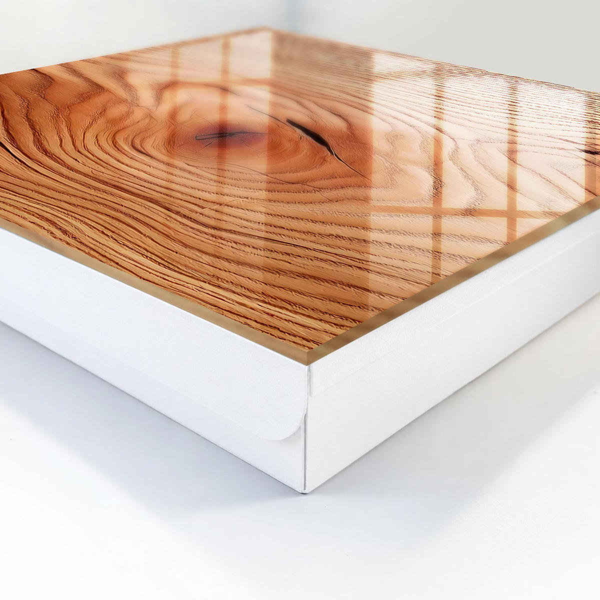 SCHLÜSSELBOX Weiß 30x30 cm – Türöffnung nach rechts - Holzmaserung - Braun, Metall (30/30/5cm) - TULUP