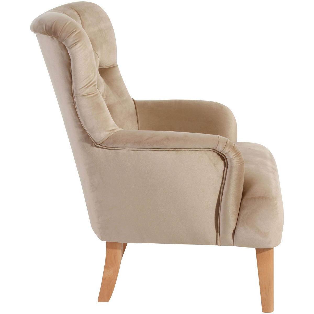 SESSEL Kaiya Bezug Samtvelours Buche natur / sand - Gelb, Kunststoff (71/97/82cm) - 58aufmkessel