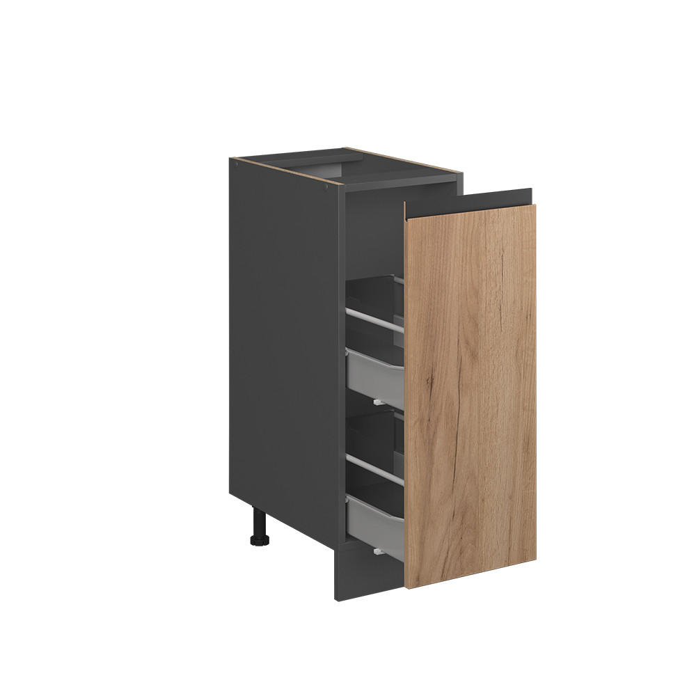 APOTHEKERUNTERSCHRANK R-Line Goldkraft Eiche 30 cm J-Shape, ohne AP - Anthrazit/Eiche Wotan, Holzwerkstoff (30/81.6/46cm) - Vicco